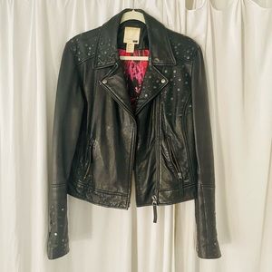 Levi’s Studded Black Leather Biker Moto Jacket XL